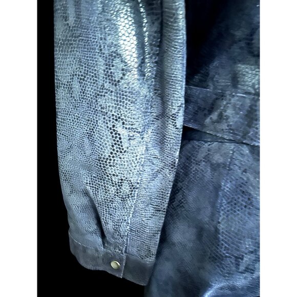 Vintage Y2K 90s Steve Madden Blue Leather Snakeskin Jacket SM Pants Size 8  Set - Picture 6 of 14